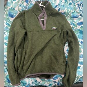 L.L. Bean Olive Fleece Jacket with Button Closure